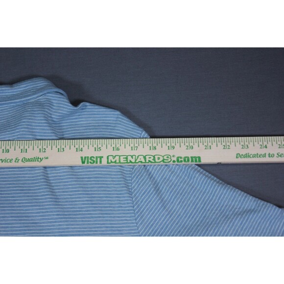 Faherty Polo Golf Shirt Mens Large Cloud Cotton Pima Modal Blue Striped Preppy L - Picture 3 of 10